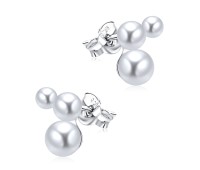 Gorgeous Three Pearl Cluster Silver Ear Stud STS-5262